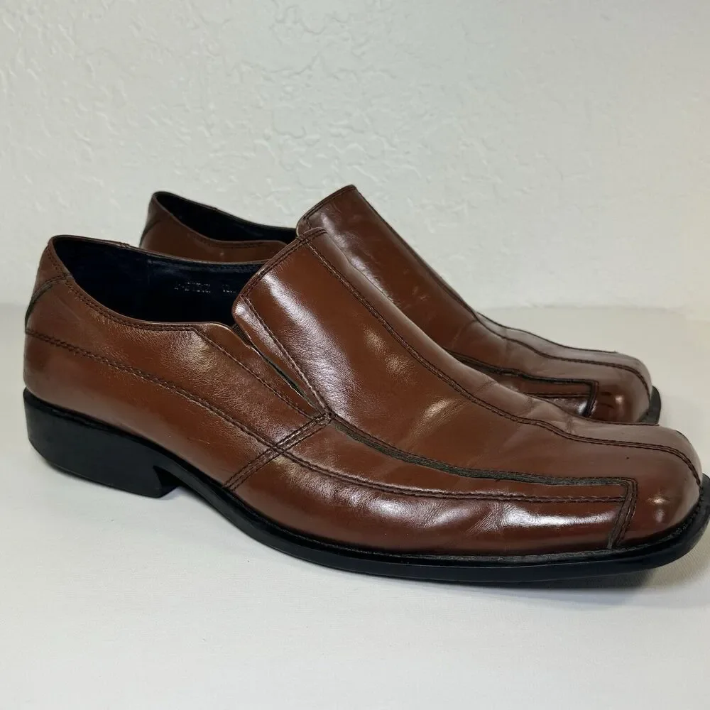 Steve Madden P Fire Mens 13 Loafer‎ Shoes Brown Leather Square Toe